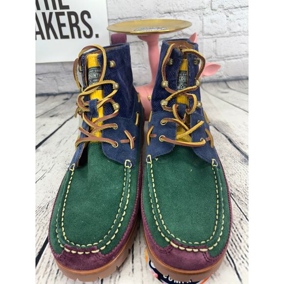 Polo Ralph Lauren Country Ranger Mid Corduroy Suede Boots Mens 10 Colorblock NEW main image 4